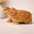 Intricate wooden elephant figurine