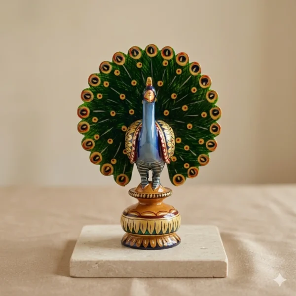 Wooden handpaintingjali work dancing peacock