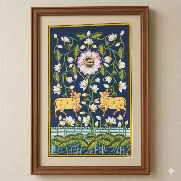 blue Pichwai Painting on cloth
